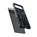 elite blue geometric back phone cover | glass case for google pixel 6 pro