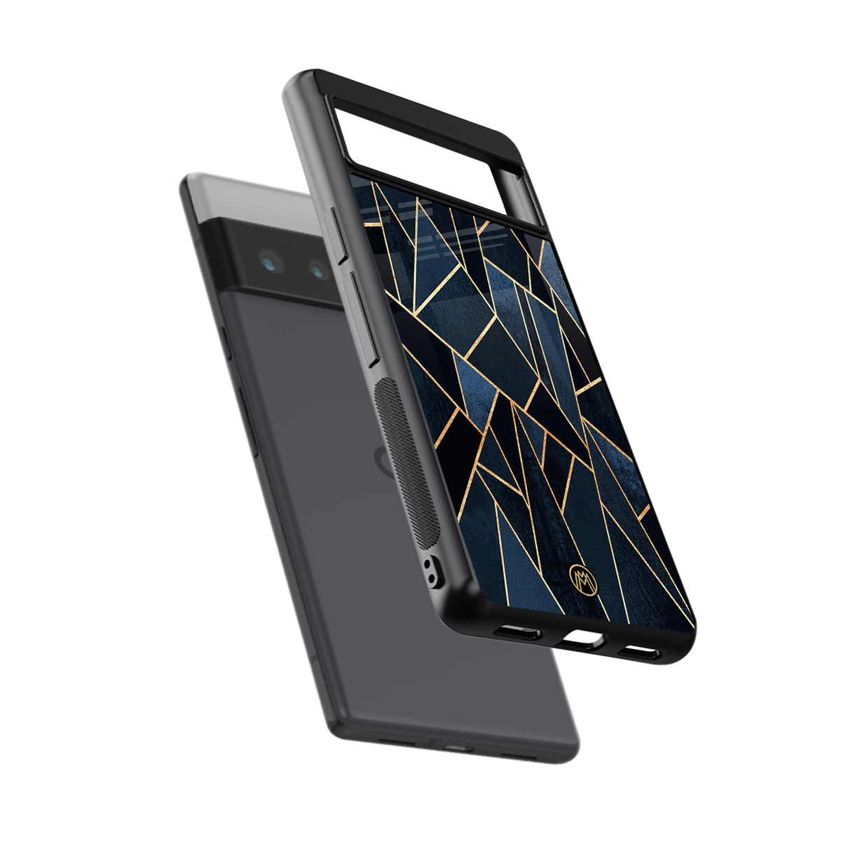 elite blue geometric back phone cover | glass case for google pixel 6 pro