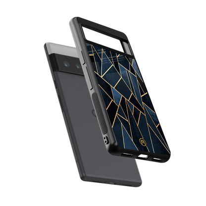 elite blue geometric back phone cover | glass case for google pixel 6 pro