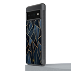 elite blue geometric back phone cover | glass case for google pixel 6 pro
