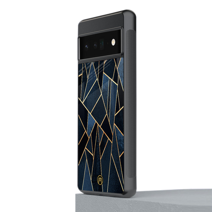 elite blue geometric back phone cover | glass case for google pixel 6 pro
