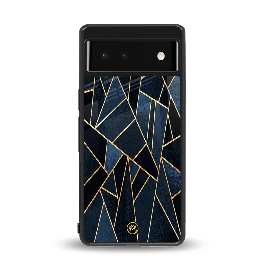 elite blue geometric back phone cover | glass case for google pixel 6