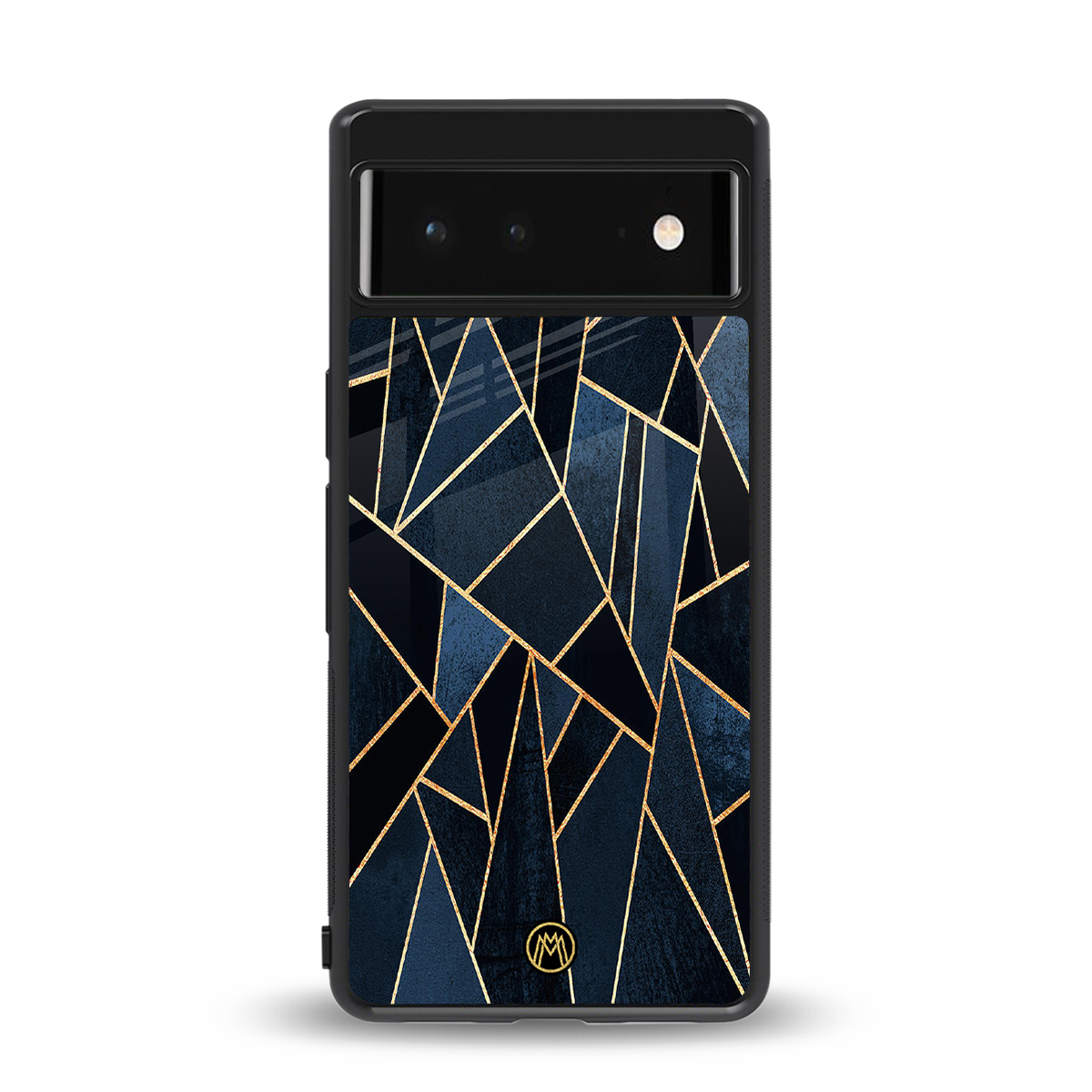 elite blue geometric back phone cover | glass case for google pixel 6