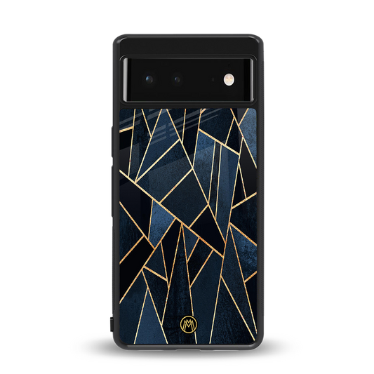 elite blue geometric back phone cover | glass case for Google Pixel 6A