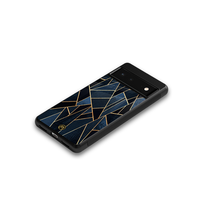 elite blue geometric back phone cover | glass case for google pixel 6