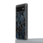 elite blue geometric back phone cover | glass case for google pixel 6