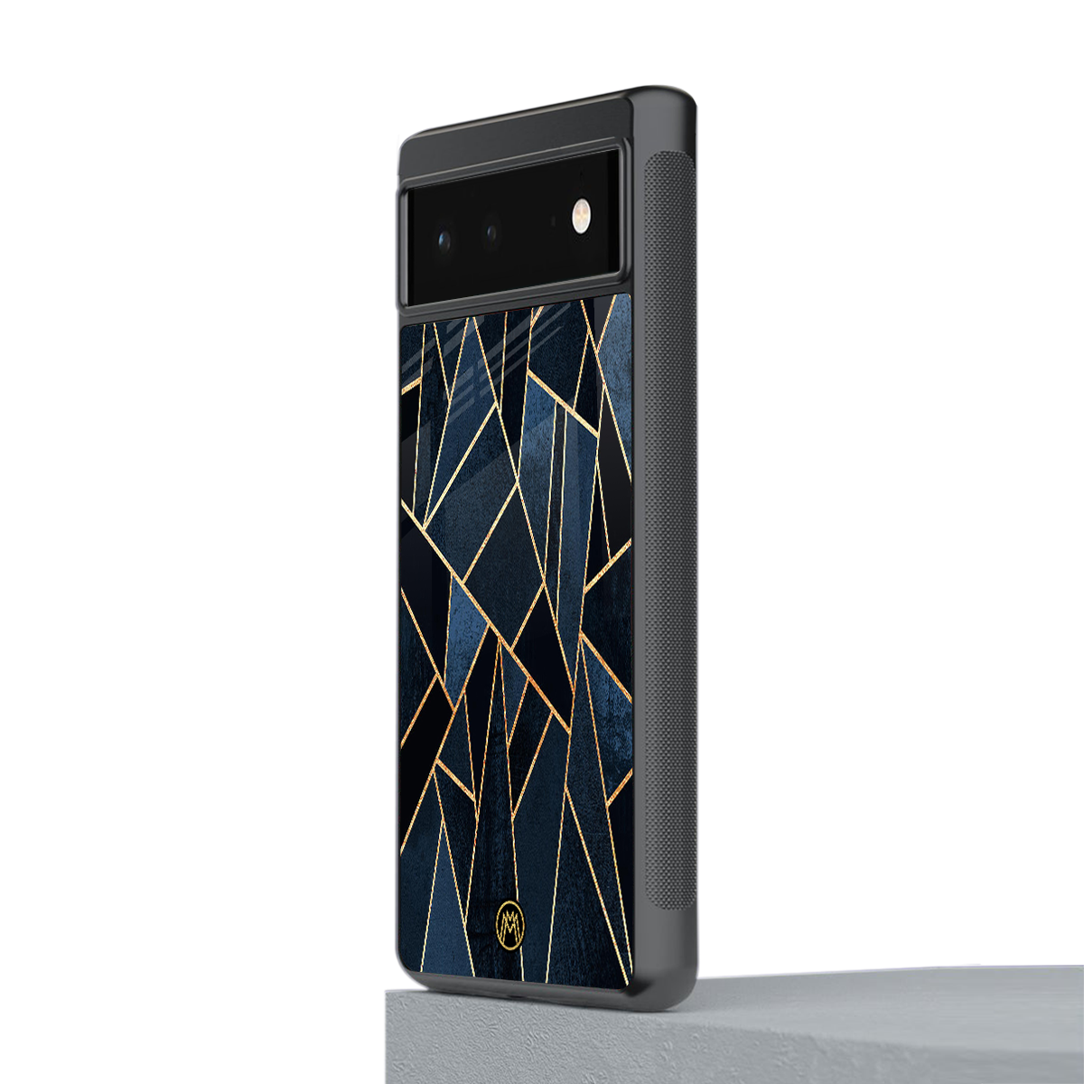 elite blue geometric back phone cover | glass case for google pixel 6