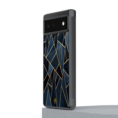 elite blue geometric back phone cover | glass case for Google Pixel 6A