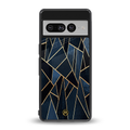 elite blue geometric back phone cover | glass case for google pixel 7 pro
