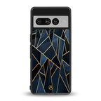 elite blue geometric back phone cover | glass case for google pixel 7 pro