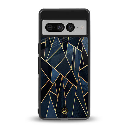 elite blue geometric back phone cover | glass case for google pixel 7 pro