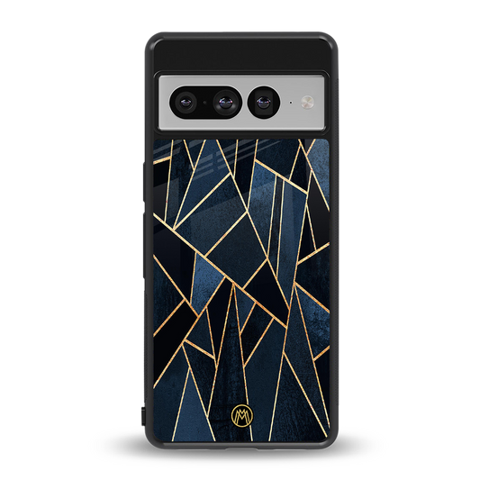 elite blue geometric back phone cover | glass case for google pixel 7 pro