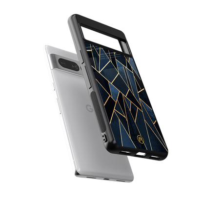 elite blue geometric back phone cover | glass case for google pixel 7 pro