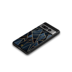 elite blue geometric back phone cover | glass case for google pixel 7 pro