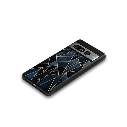 elite blue geometric back phone cover | glass case for google pixel 7 pro