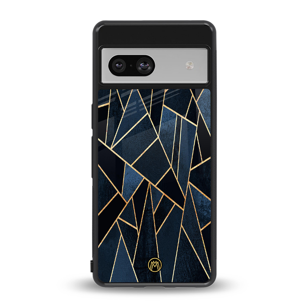 elite blue geometric back phone cover | glass case for Google Pixel 7