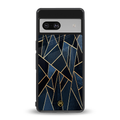 elite blue geometric back phone cover | glass case for Google Pixel 7