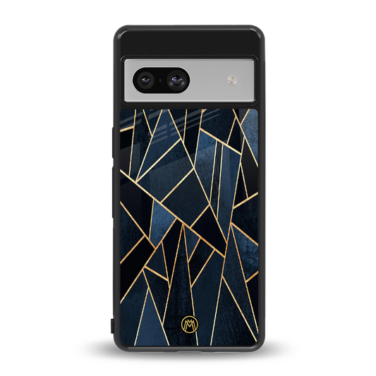 elite blue geometric back phone cover | glass case for Google Pixel 7A