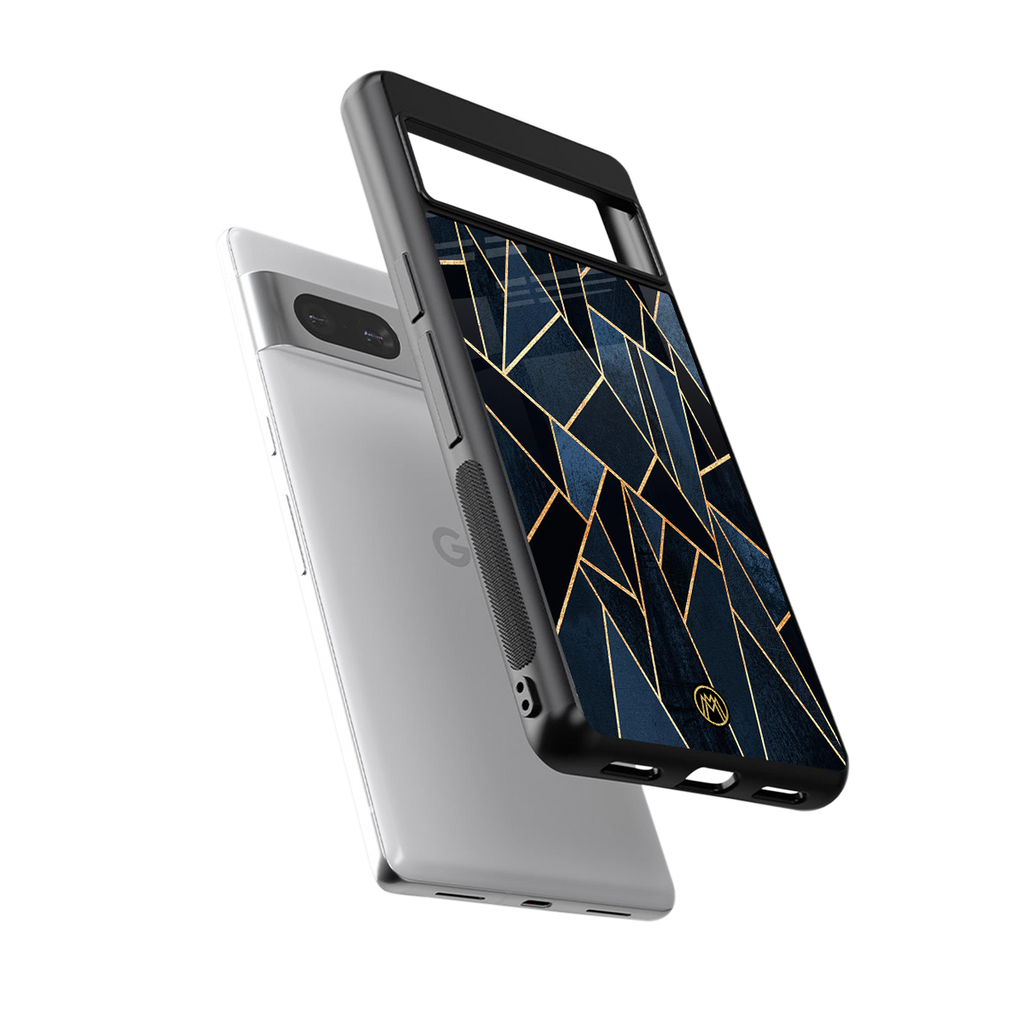elite blue geometric back phone cover | glass case for Google Pixel 7