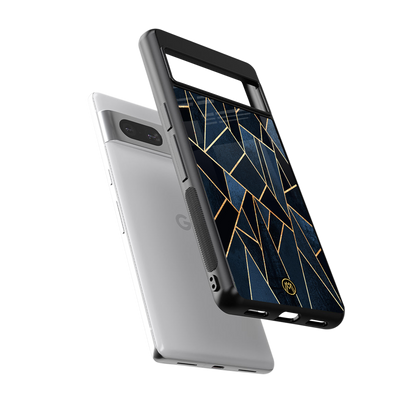 elite blue geometric back phone cover | glass case for Google Pixel 7