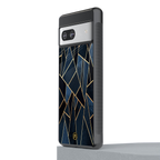 elite blue geometric back phone cover | glass case for Google Pixel 7