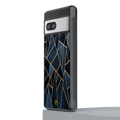 elite blue geometric back phone cover | glass case for Google Pixel 7
