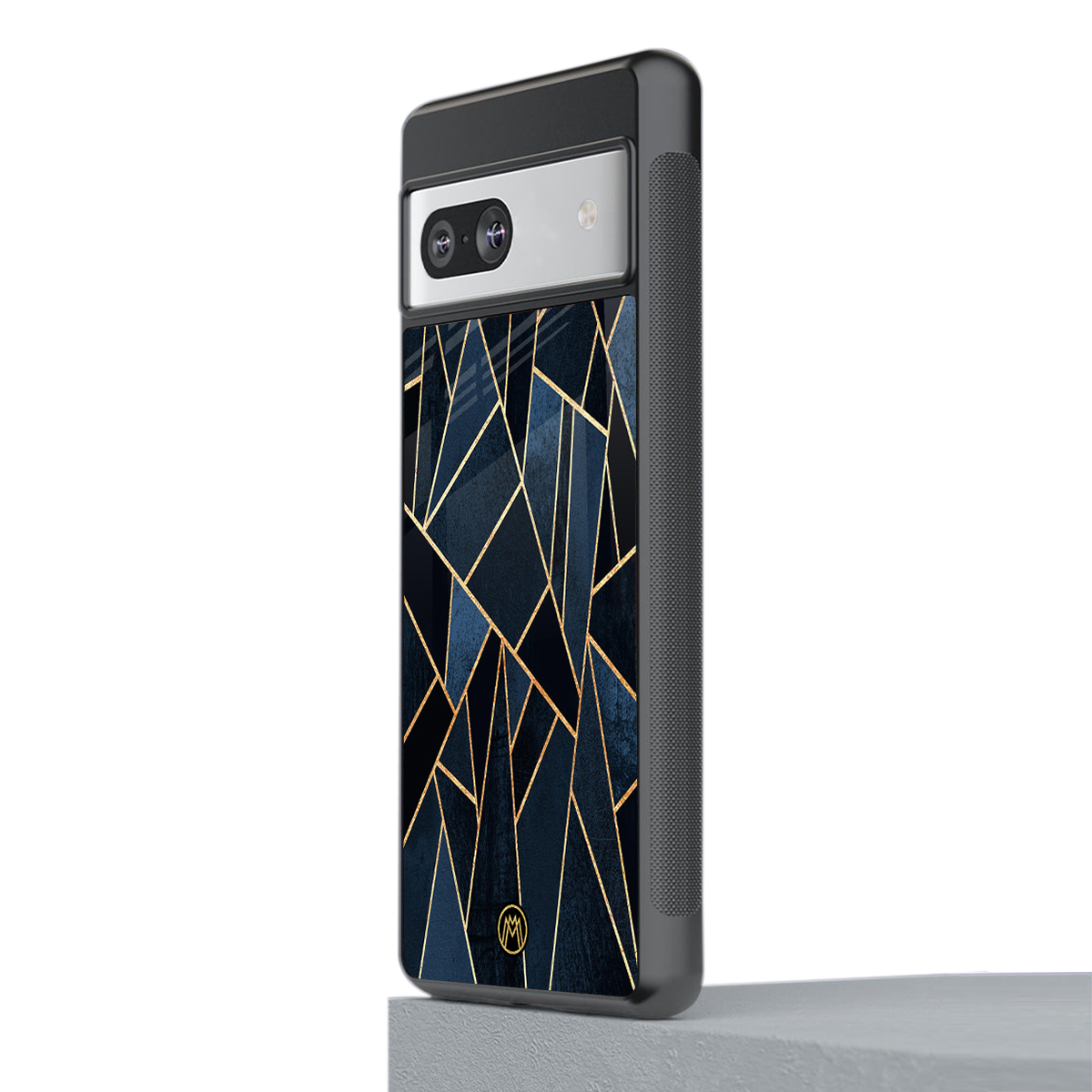 elite blue geometric back phone cover | glass case for Google Pixel 7A