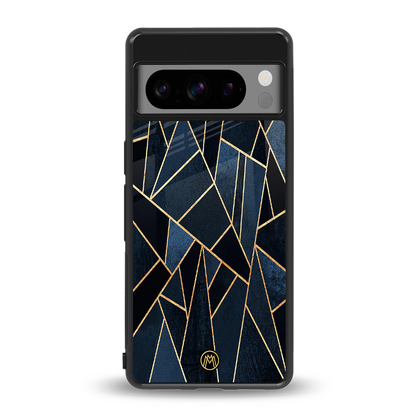 elite blue geometric back phone cover | glass case for google pixel 8 pro