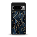 elite blue geometric back phone cover | glass case for google pixel 8 pro
