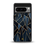 elite blue geometric back phone cover | glass case for google pixel 8 pro