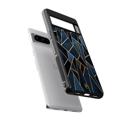 elite blue geometric back phone cover | glass case for google pixel 8 pro