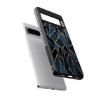 elite blue geometric back phone cover | glass case for google pixel 8 pro