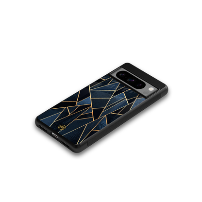 elite blue geometric back phone cover | glass case for google pixel 8 pro