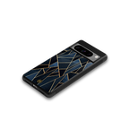 elite blue geometric back phone cover | glass case for google pixel 8 pro