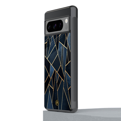 elite blue geometric back phone cover | glass case for google pixel 8 pro