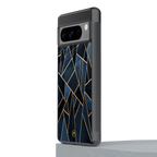 elite blue geometric back phone cover | glass case for google pixel 8 pro