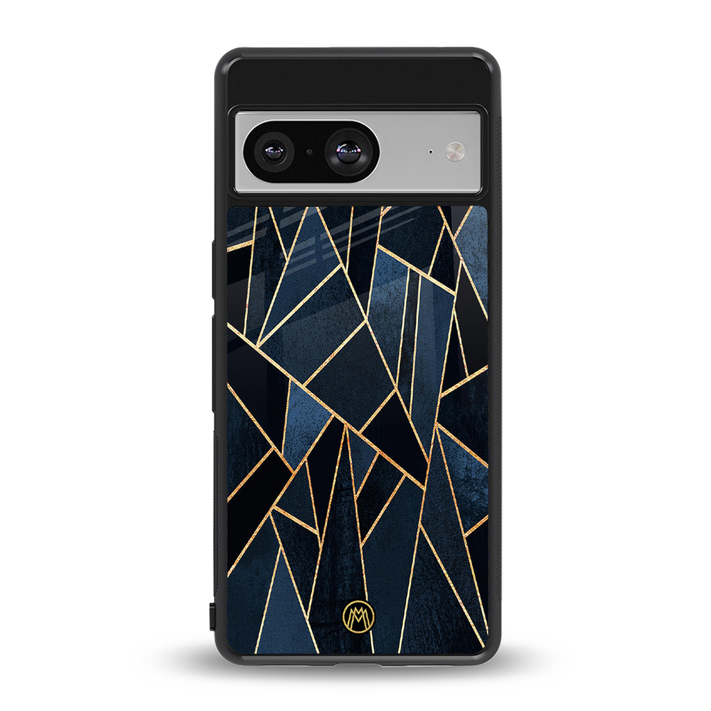 elite blue geometric back phone cover | glass case for Google Pixel 8