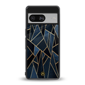 elite blue geometric back phone cover | glass case for Google Pixel 8