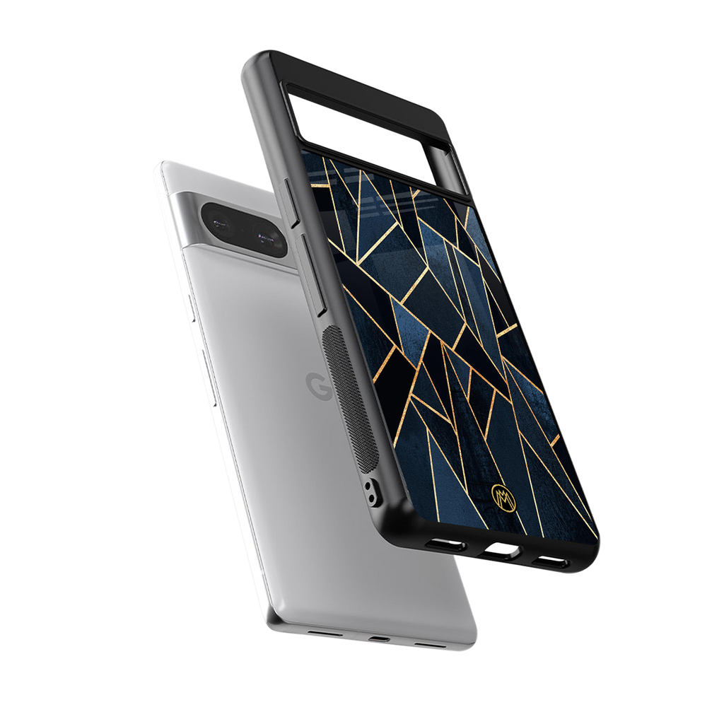 elite blue geometric back phone cover | glass case for Google Pixel 8