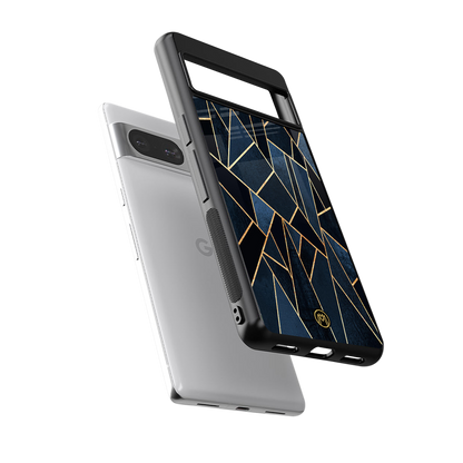 elite blue geometric back phone cover | glass case for Google Pixel 8