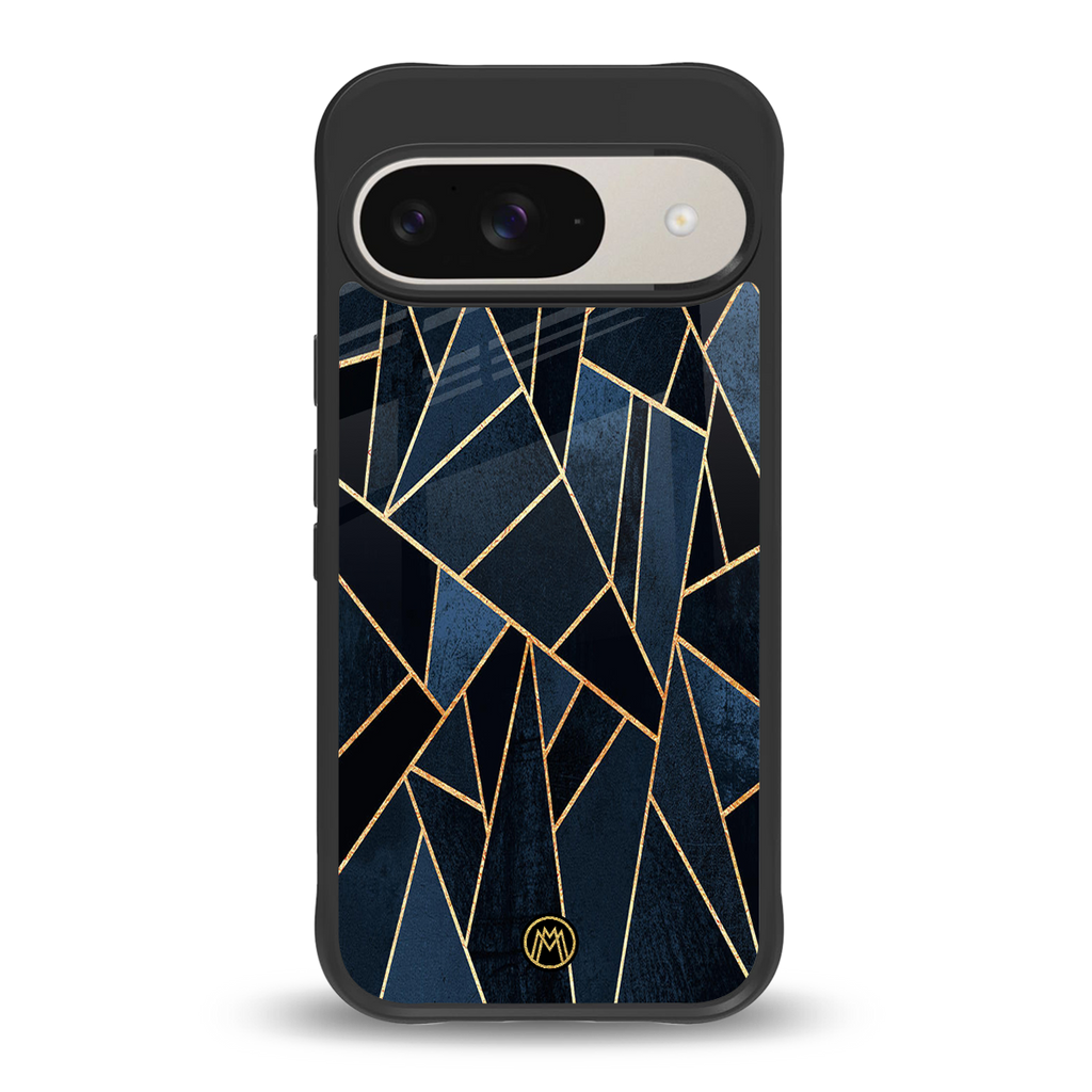 elite blue geometric back phone cover | glass case for google pixel 9