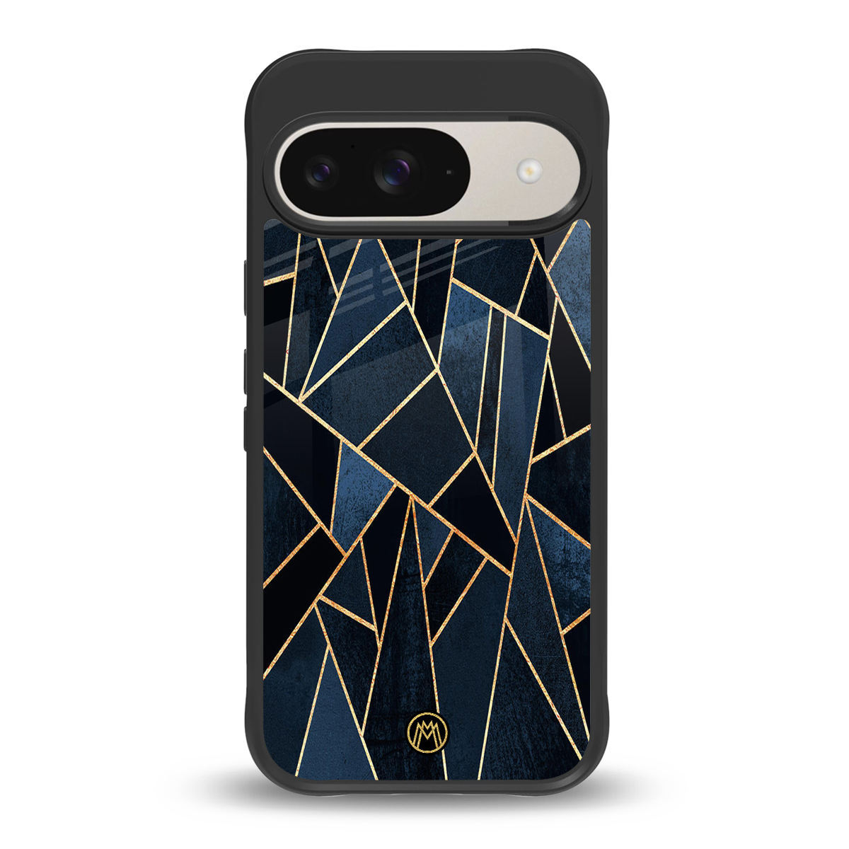 elite blue geometric back phone cover | glass case for google pixel 9