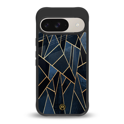 elite blue geometric back phone cover | glass case for google pixel 9