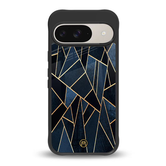 elite blue geometric back phone cover | glass case for google pixel 9