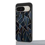 elite blue geometric back phone cover | glass case for google pixel 9