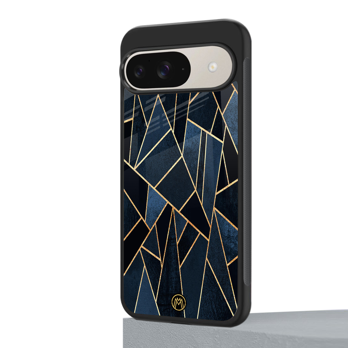 elite blue geometric back phone cover | glass case for google pixel 9