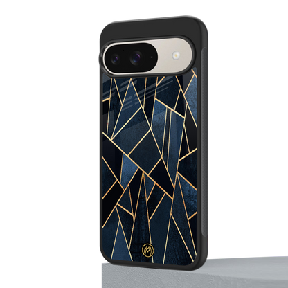 elite blue geometric back phone cover | glass case for google pixel 9