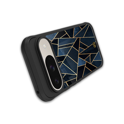 elite blue geometric back phone cover | glass case for google pixel 9