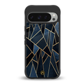 elite blue geometric back phone cover | glass case for google pixel 9 pro