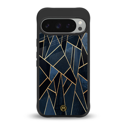 elite blue geometric back phone cover | glass case for google pixel 9 pro